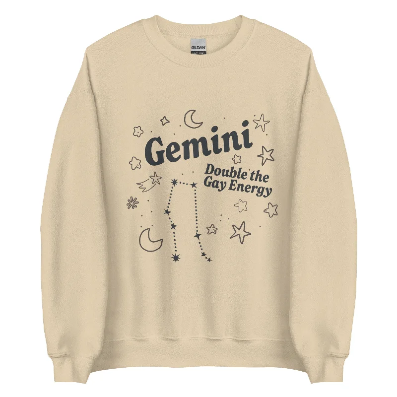 Affordable pride sweatshirts for youth groups--Gemini Double The Gay Energy Unisex Sweatshirt