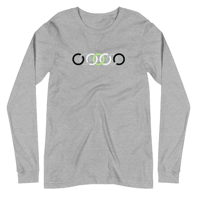 Graphic pride t-shirts featuring trans and nonbinary flags--Agender Pride Circles Graphic LGBTQ+ Unisex Long Sleeve T-Shirt Graphic pride t-shirts featuring trans and nonbinary flags--Agender Pride Circles Graphic LGBTQ+ Unisex Long Sleeve T-Shirt