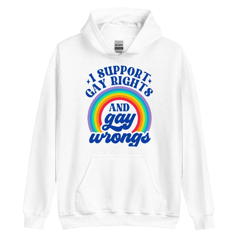 Hoodies with subtle pride flag accents--I SUPPORT GAY RIGHTS AND gay wrongs Unisex Sweat Shirt Hoodies with subtle pride flag accents--I SUPPORT GAY RIGHTS AND gay wrongs Unisex Sweat Shirt
