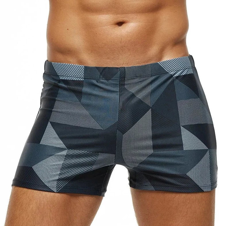 Men's Gray Geo Swim Trunks