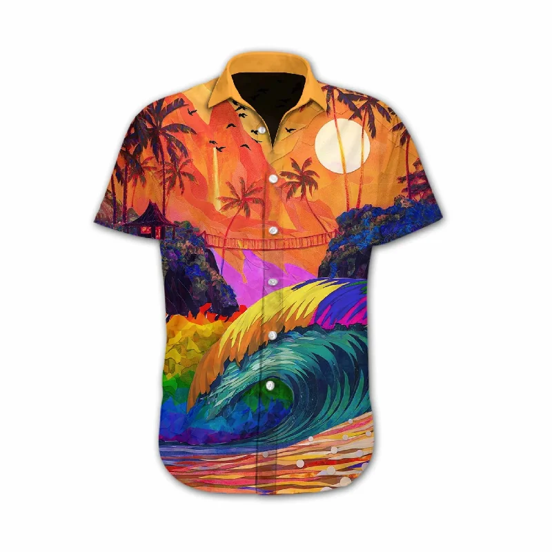 Graphic pride t-shirts with vintage rainbow flag prints--The Beauty Of Nature Lgbt Sunset Design Hawaiian Shirt Graphic pride t-shirts with vintage rainbow flag prints--The Beauty Of Nature Lgbt Sunset Design Hawaiian Shirt