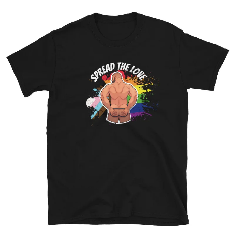 Graphic pride t-shirts with subtle allyship messages--Spread the Love - T-Shirt
