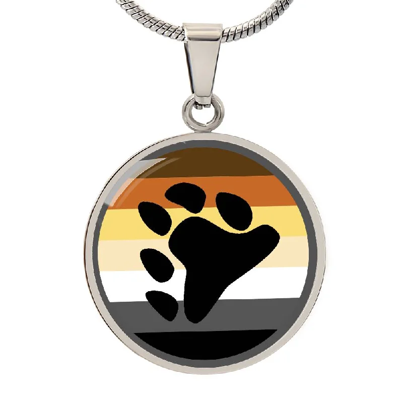 Gay Bear Pride Circle Pendant Necklace