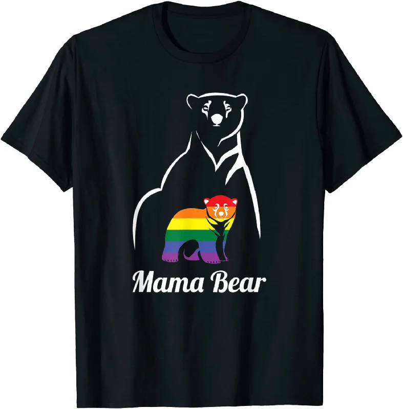 Graphic pride tees with customizable slogans and colors--LGBT Mama Bear Gay Pride Equal Rights Rainbow T-Shirt For Lesbian Mom Graphic pride tees with customizable slogans and colors--LGBT Mama Bear Gay Pride Equal Rights Rainbow T-Shirt For Lesbian Mom