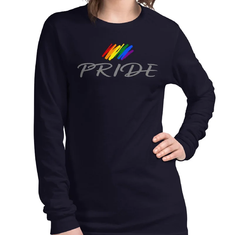 Graphic pride t-shirts with subtle allyship messages--Gay Pride Rainbow Brush Strokes Front Center Graphic LGBTQ+ Unisex Long Sleeve T-Shirt Graphic pride t-shirts with subtle allyship messages--Gay Pride Rainbow Brush Strokes Front Center Graphic LGBTQ+ Unisex Long Sleeve T-Shirt