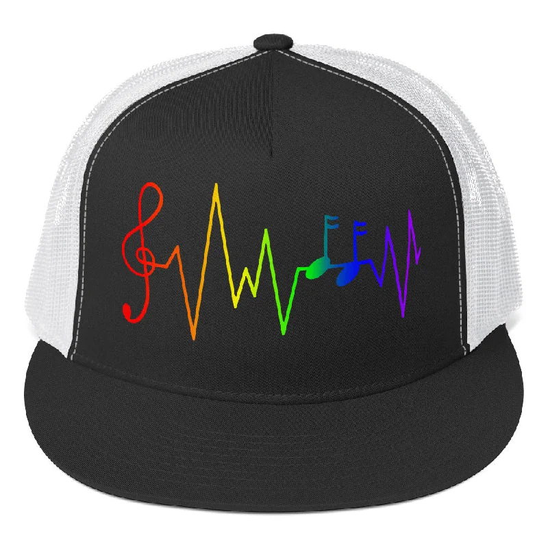 Rainbow Music Notes Trucker Cap
