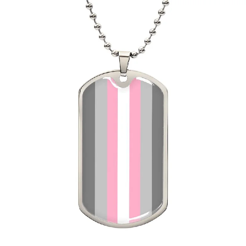 Demigirl Pride Military Dog Tag Necklace