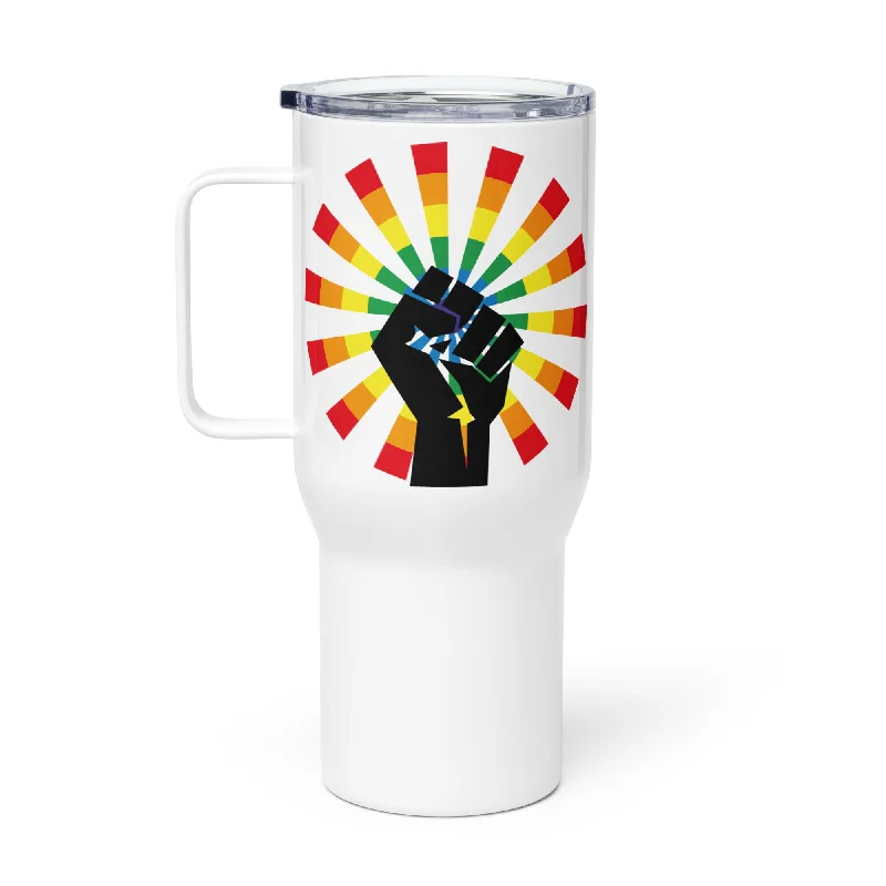 LGBTQ Pride Stainless Steel Travel Mug with Handle - Resist