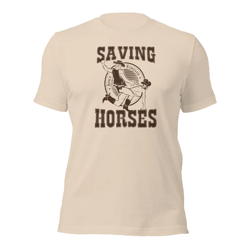 Graphic pride t-shirts with bold feminist slogans--Saving Horses - T-Shirt
