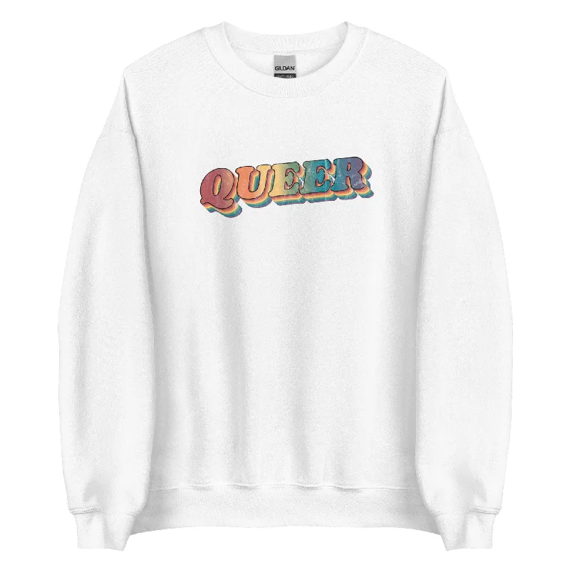 Hoodies with inclusive love is love messages--Retro Queer Unisex Sweatshirt