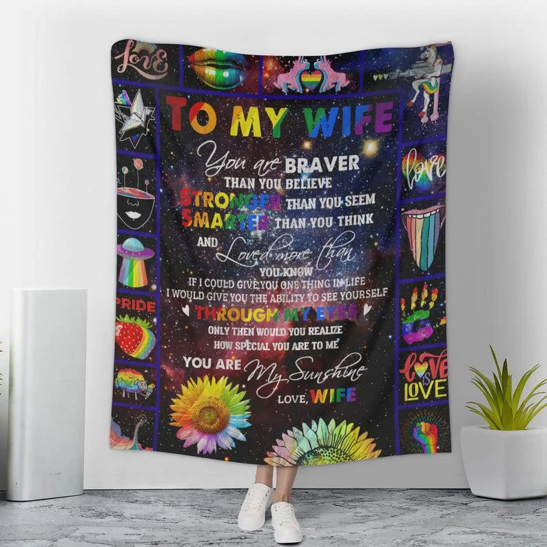 LGBT To My Wife Blanket, Lgbt Fleece Blanket, Pride Month Gift, Lgbt Pride Blanket, Lesbian Love Gift LGBT To My Wife Blanket, Lgbt Fleece Blanket, Pride Month Gift, Lgbt Pride Blanket, Lesbian Love Gift