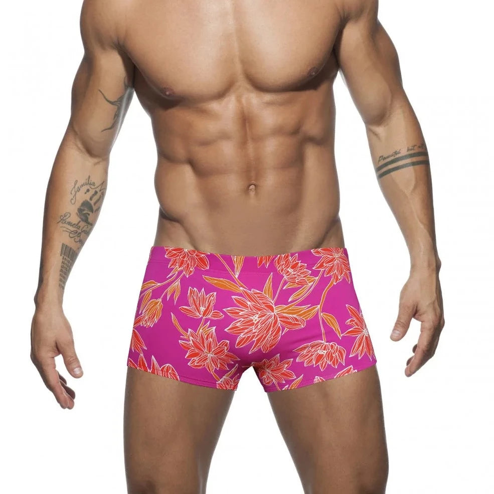 Bold Neon Forest Swim Trunks