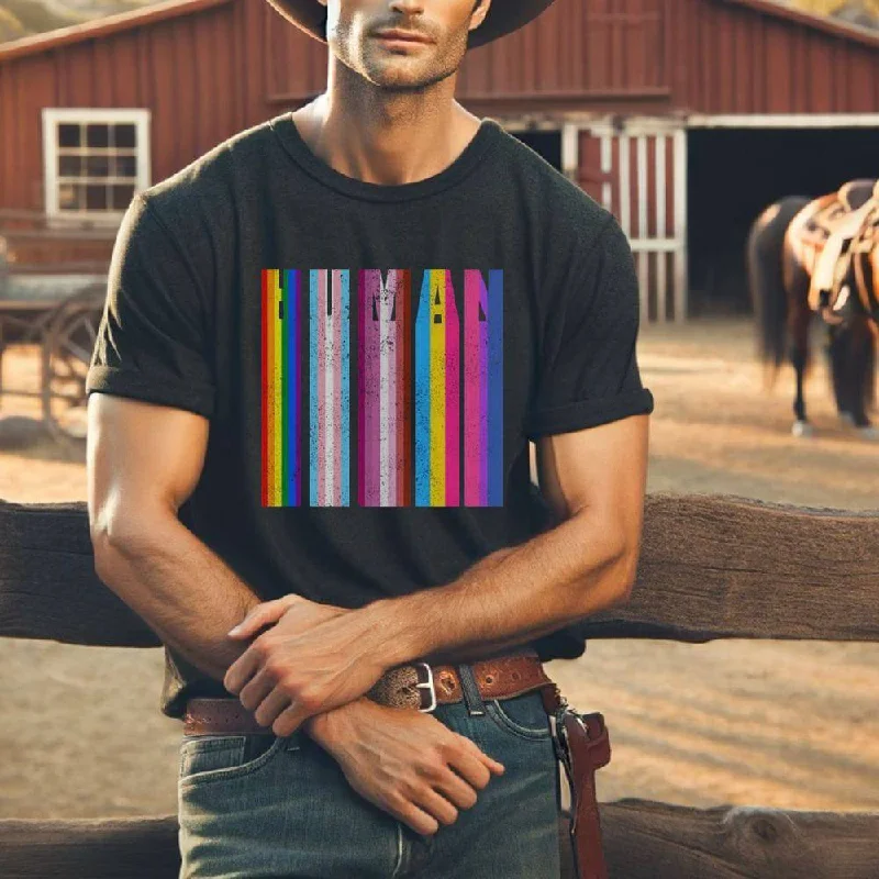 Graphic pride tees with eco-friendly inks and fabrics--Human Melting Flag classic tee Graphic pride tees with eco-friendly inks and fabrics--Human Melting Flag classic tee
