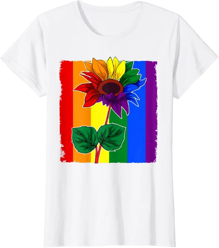 Ally T Shirt, Sunflower Rainbow Flag LGBTQ Shirt For Gay, Lesbian