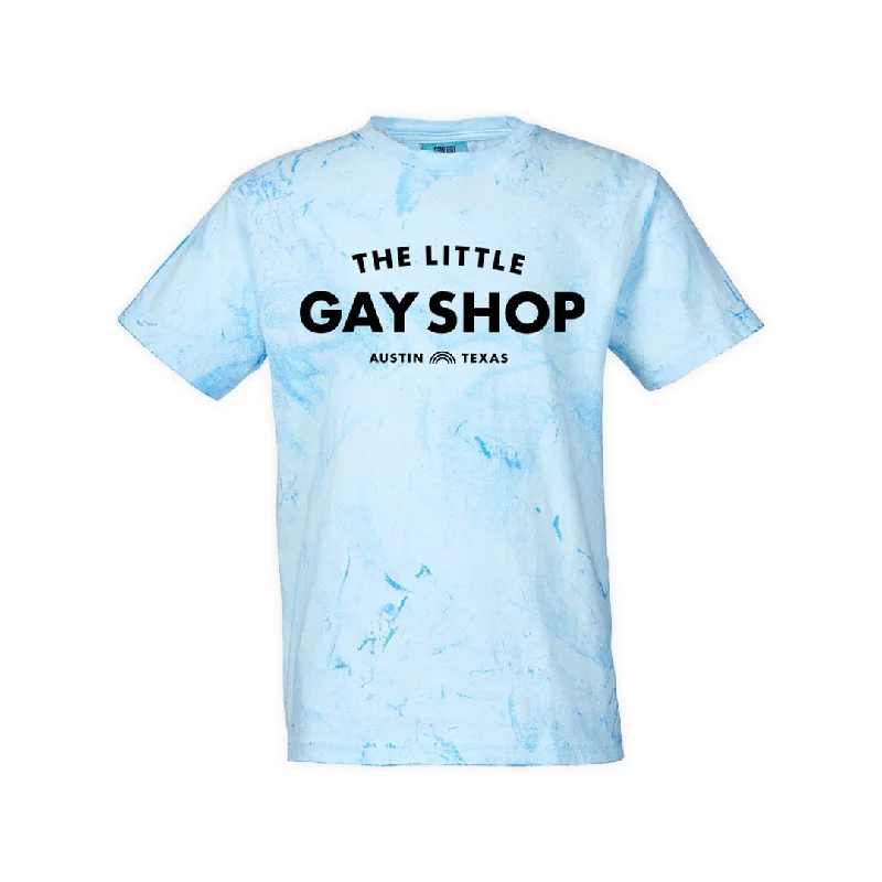 Graphic pride tees with neon pride flag colors--The Little Gay Shop - Cloud Tie Dye - Tee Shirt Graphic pride tees with neon pride flag colors--The Little Gay Shop - Cloud Tie Dye - Tee Shirt