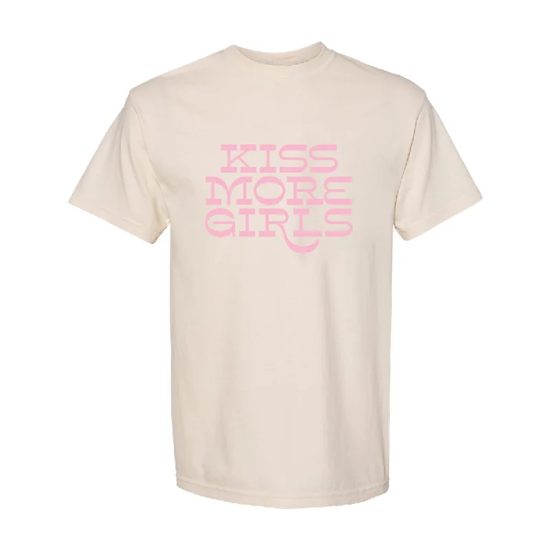 Comfortable graphic tees for pride weekend celebrations--Kiss More Girls - Cream - Tee Shirt Comfortable graphic tees for pride weekend celebrations--Kiss More Girls - Cream - Tee Shirt