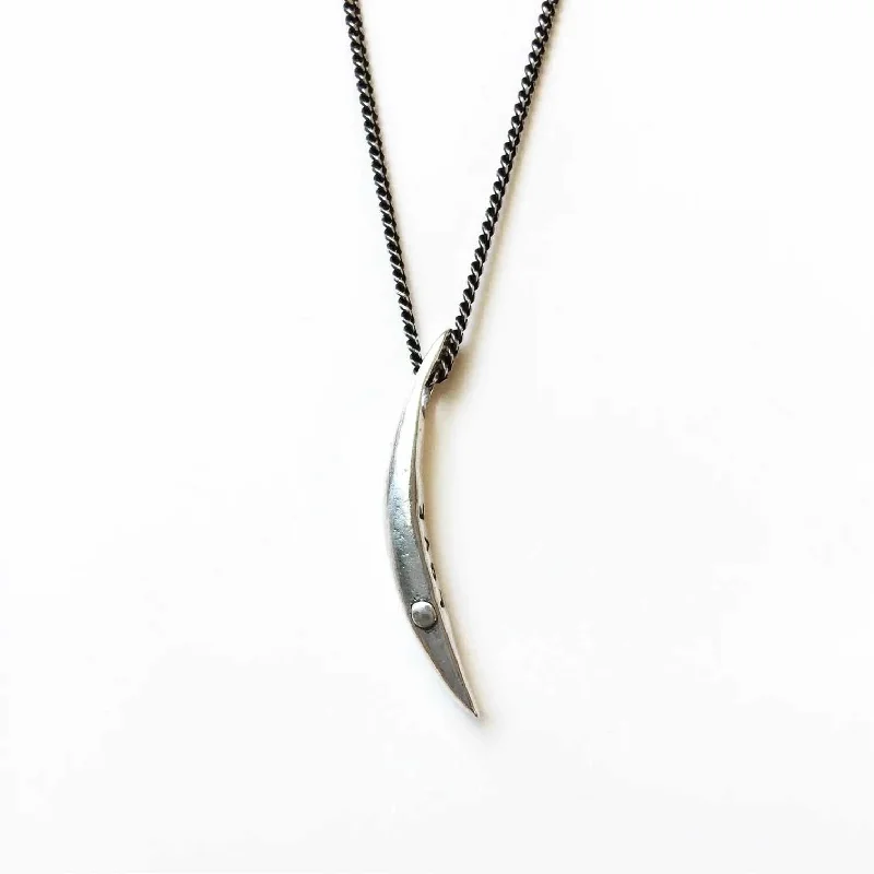 Sliver of a Crescent Moon "Love" Necklace in Silver