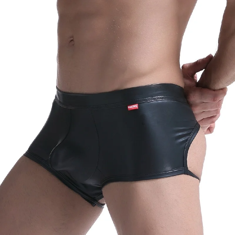 Kinky Backless PU Leather Boxers