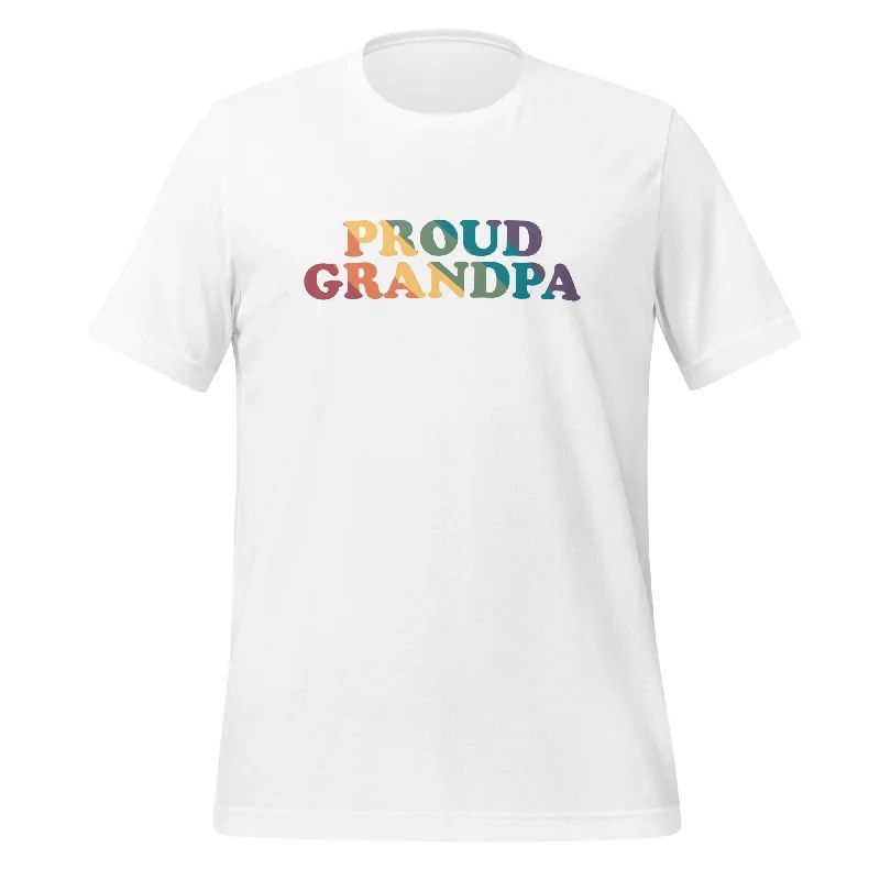 Graphic pride tees with neon pride flag colors--Proud Grandpa Unisex T-Shirt