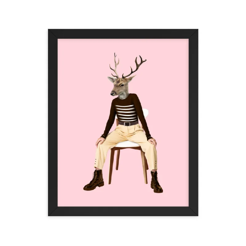Oh Deer Collage Art Framed Poster