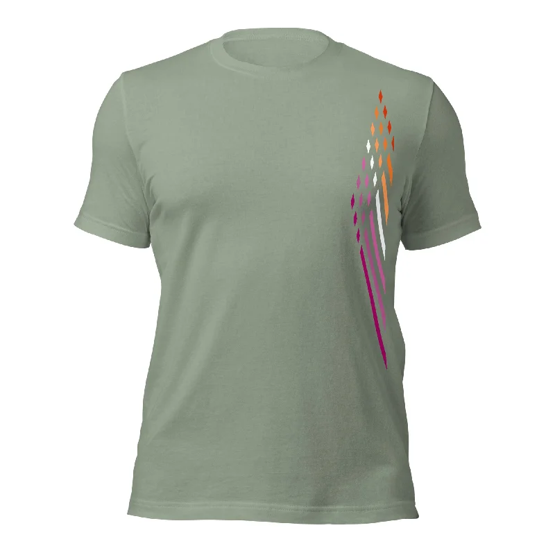 Graphic pride t-shirts with embroidered rainbow hearts--Lesbian Pride T-Shirt