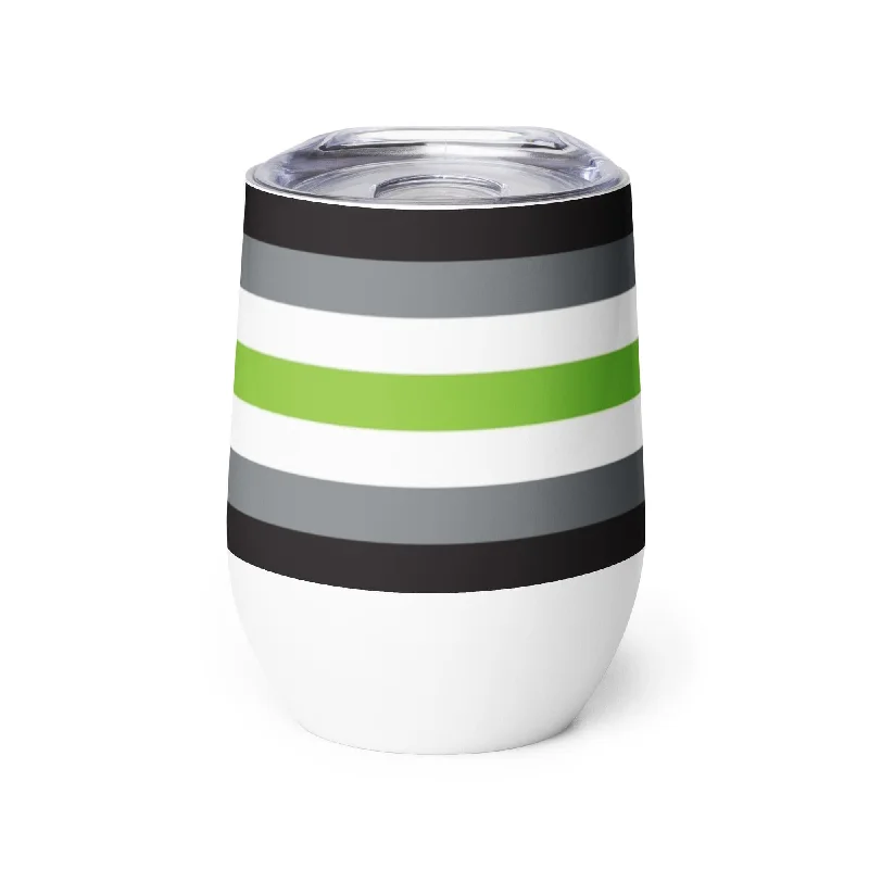 Agender Pride Flag Stainless Steel Wine Tumbler 12oz