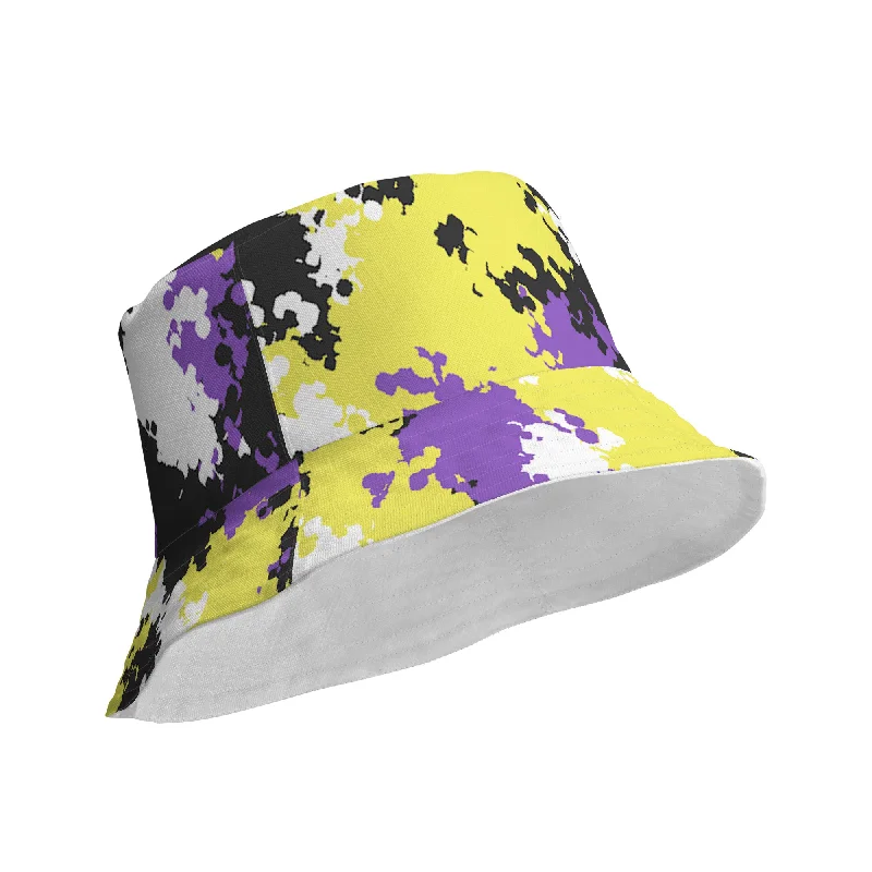 Nonbinary Enby Pride Reversible Bucket Hat in Camouflage