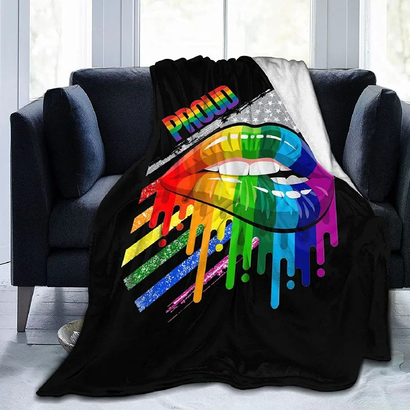 Lesbian Rainbow Lips Pride Flannel Fleece Throw Blankets For Bed Sofa Living Room Soft Blanket Lesbian Rainbow Lips Pride Flannel Fleece Throw Blankets For Bed Sofa Living Room Soft Blanket
