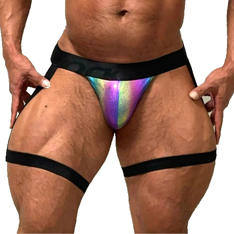 Men’s Metallic Thigh-Strap Jockstrap