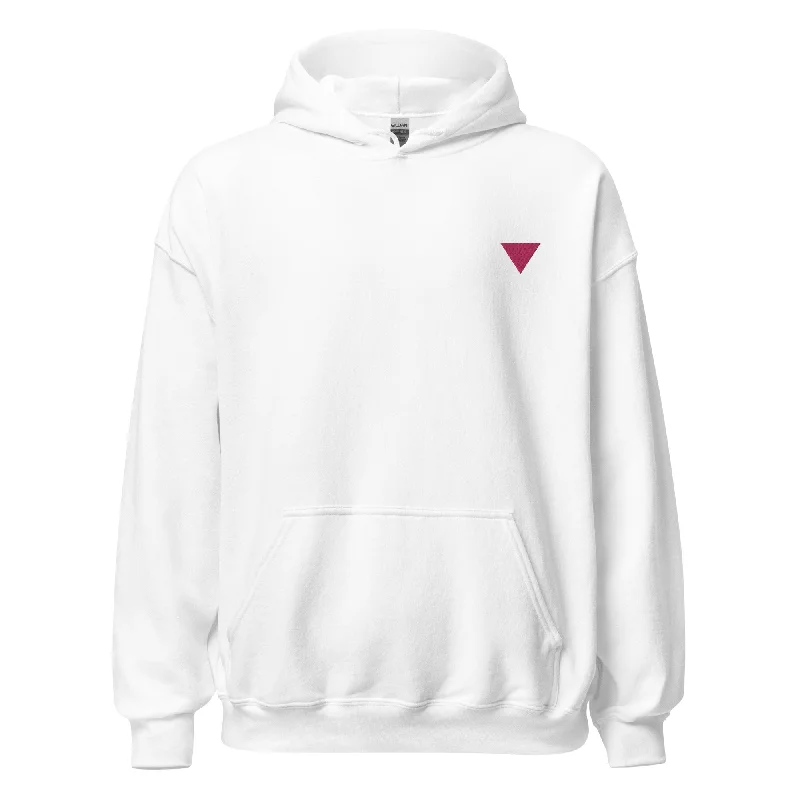 Warm sweatshirts for winter pride celebrations--Pink Triangle Embroidered Unisex Hoodie Warm sweatshirts for winter pride celebrations--Pink Triangle Embroidered Unisex Hoodie