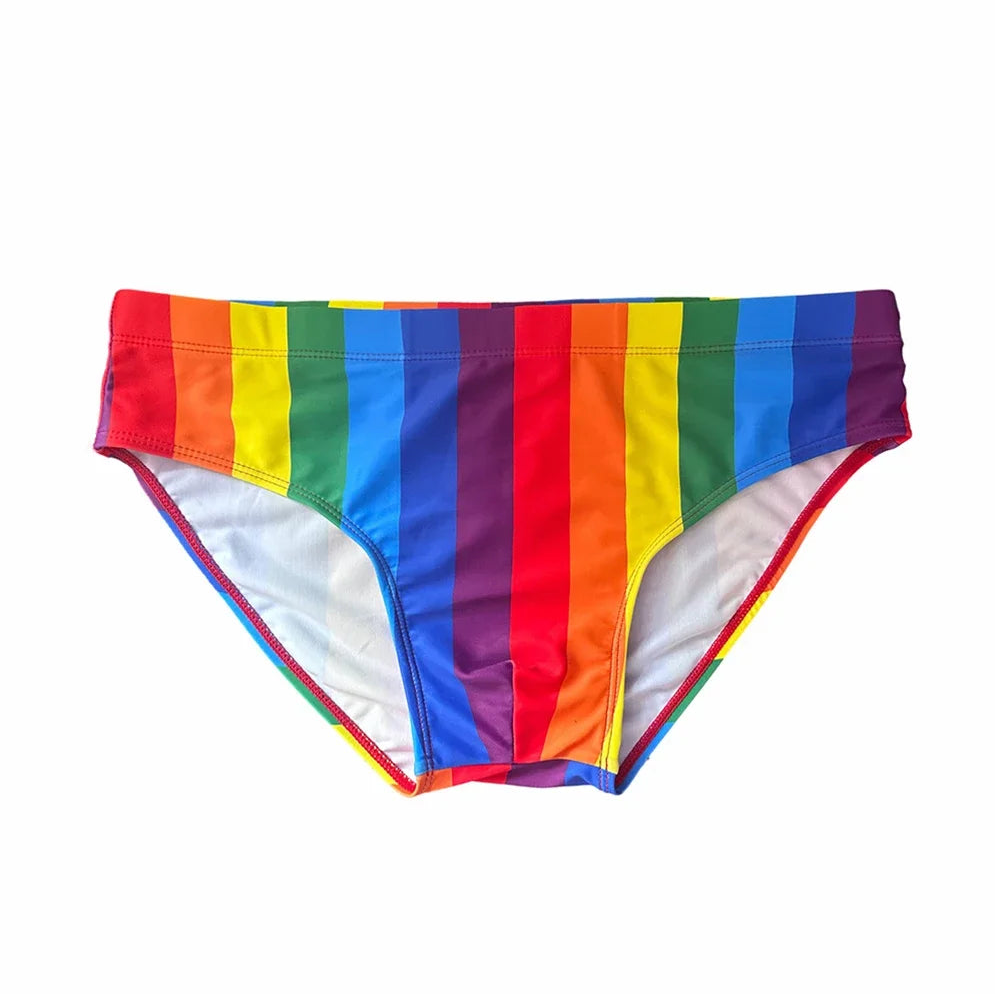 Pride Rainbow Striped Swim Brief – Loud, Proud, and Hung