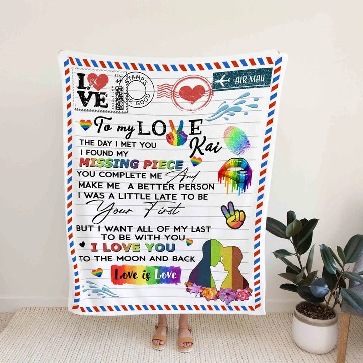 Personalized Letter Blanket For Lgbt, Air Mail Blanket For Gaymer, Couple Gay Man Gift Personalized Letter Blanket For Lgbt, Air Mail Blanket For Gaymer, Couple Gay Man Gift