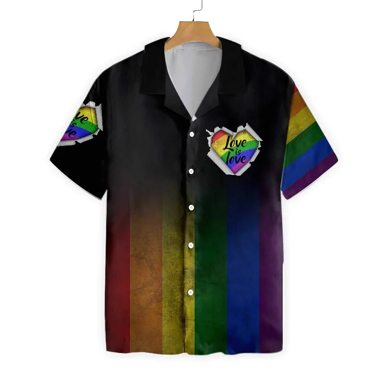 Soft cotton graphic tees for sensitive skin--Amazing LGBT Hawaiian Shirt, Love Is Love Rainbow 3D T Shirt, Gift For Pride Month Soft cotton graphic tees for sensitive skin--Amazing LGBT Hawaiian Shirt, Love Is Love Rainbow 3D T Shirt, Gift For Pride Month