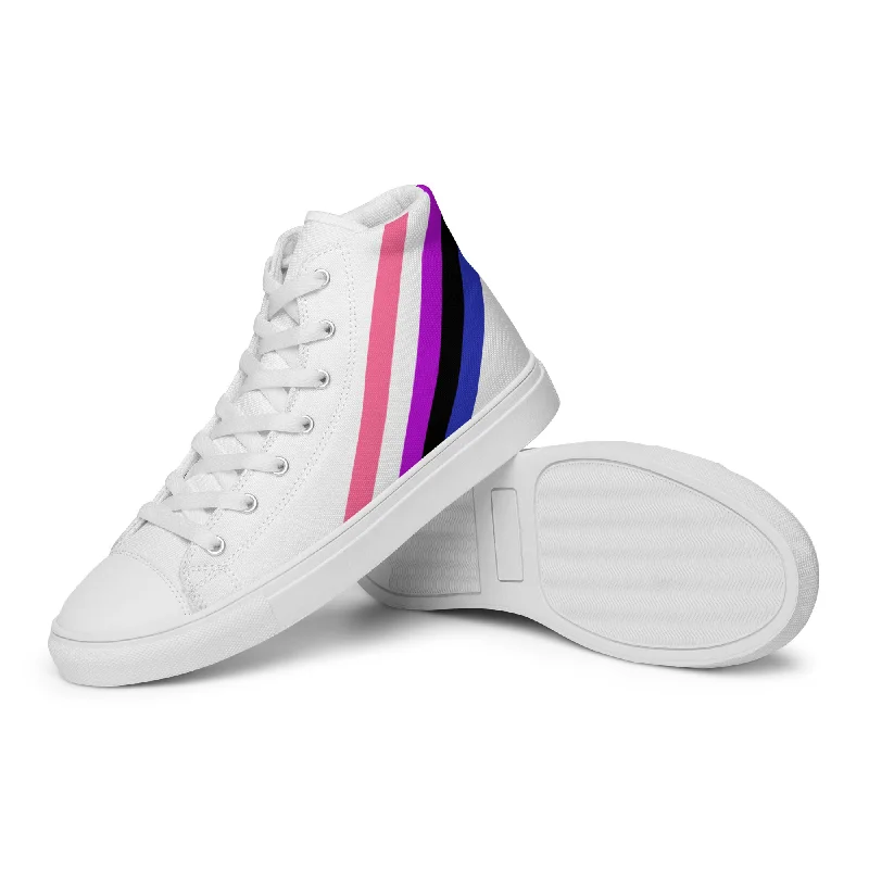 Genderfluid Diagonal Flag Colors LGBTQ+ High Top Canvas Shoes Men Sizes