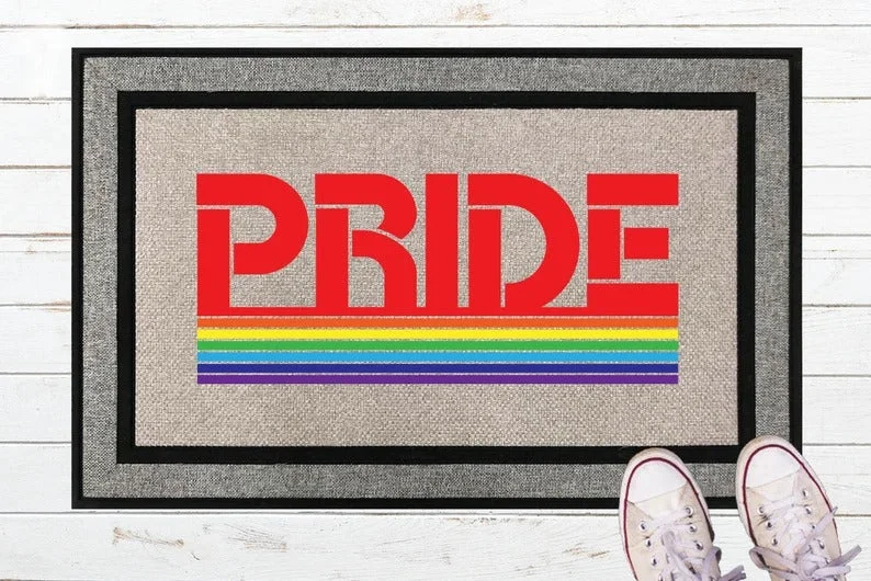 Pride Door Mat, Lgbtq Pride Door Mat, Rainbow Doormat, Ally Support Lgbtq Door Mat