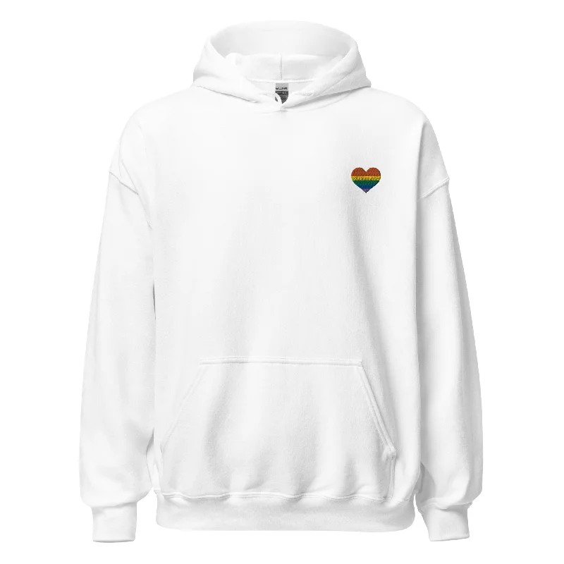 Lightweight hoodies for spring pride parades--Rainbow Heart Embroidered Unisex Hoodie Lightweight hoodies for spring pride parades--Rainbow Heart Embroidered Unisex Hoodie
