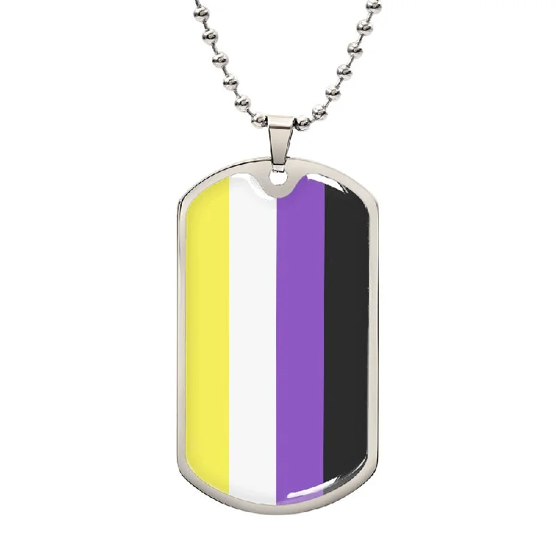 Nonbinary Enby Pride Military Dog Tag Necklace