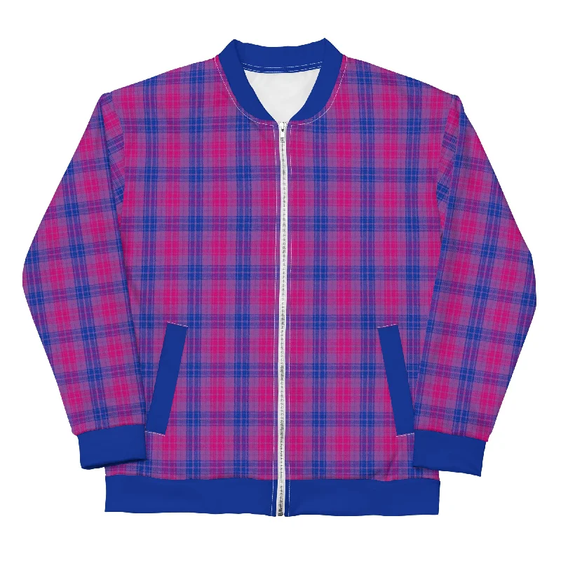 Bisexual Bi Pride Bomber Jacket Coat in Plaid