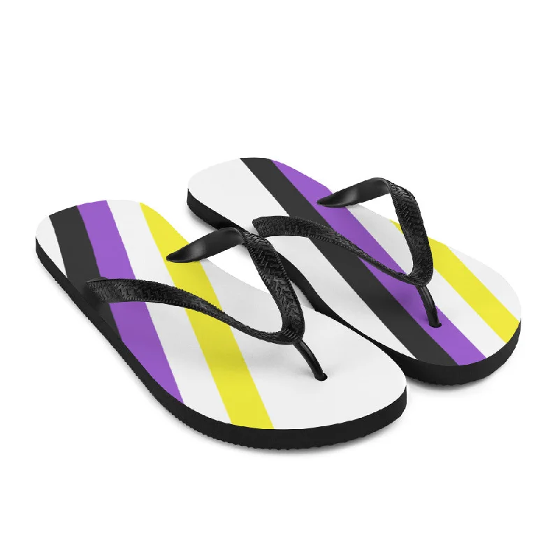 Non-binary Diagonal Flag Colors LGBTQ+ Flip-Flops Unisex Sizes