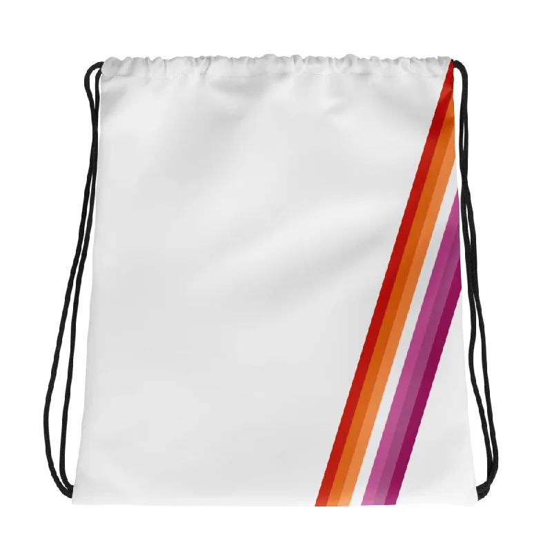 Lesbian Diagonal Flag Colors LGBTQ+ Drawstring Bag
