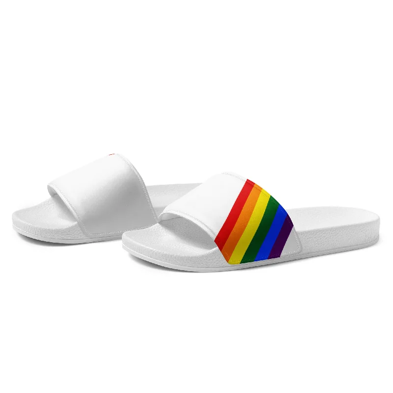 Gay Pride Diagonal Rainbow Flag LGBTQ+ Men’s Slides