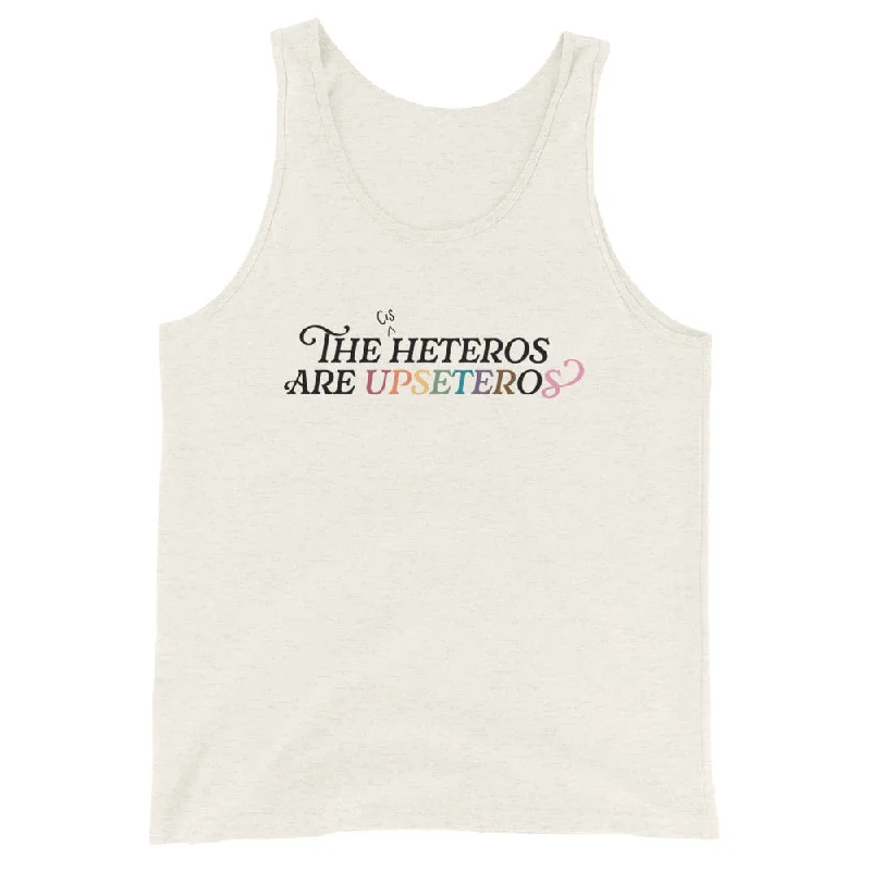 Graphic pride tees with eco-friendly inks and fabrics--The (Cis) Heteros Are Upseteros Unisex Tank Top Graphic pride tees with eco-friendly inks and fabrics--The (Cis) Heteros Are Upseteros Unisex Tank Top