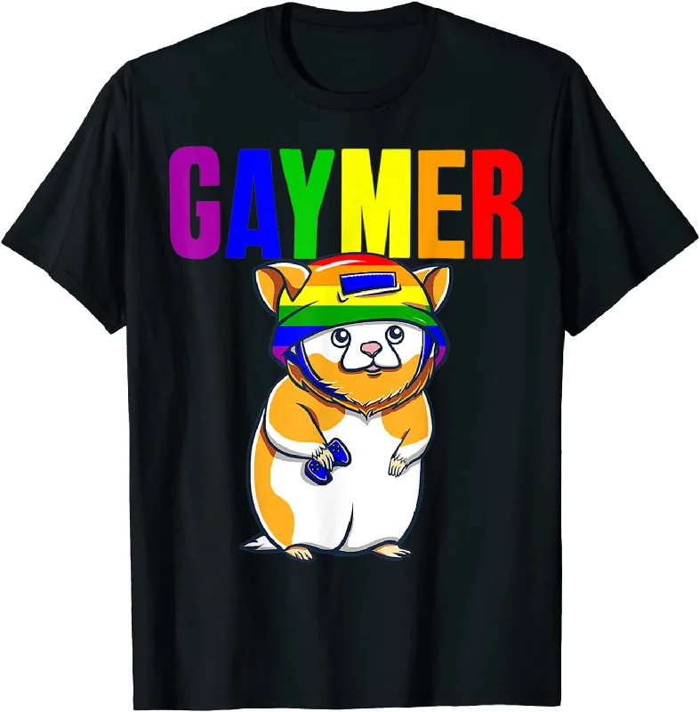 Gay Gaymer Geek Pride LGBT Video Game Lover Gift Hamster T-Shirt