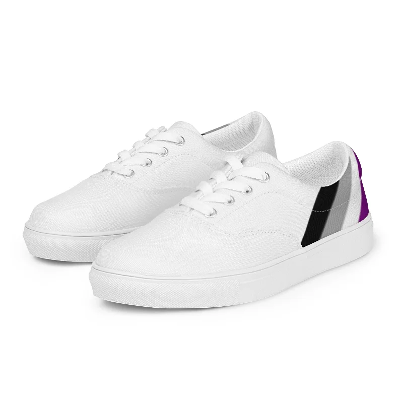 Asexual Diagonal Flag Colors LGBTQ+ Men's Lace-up Canvas Shoes