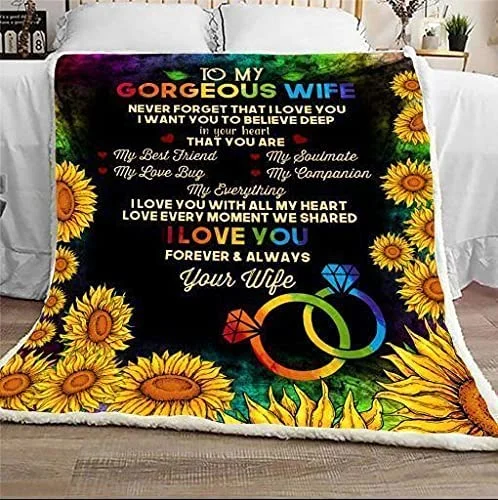 Sunflowers Pride Blanket To My Gorgeous Wife, Transgender Lesbian Blankets, Lgbt Pride Month Gifts For Lesbians Sunflowers Pride Blanket To My Gorgeous Wife, Transgender Lesbian Blankets, Lgbt Pride Month Gifts For Lesbians