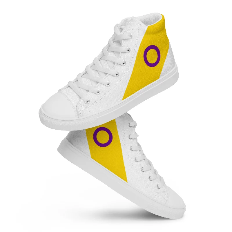 Intersex Diagonal Flag Colors LGBTQ+ High Top Canvas Shoes Women Sizes