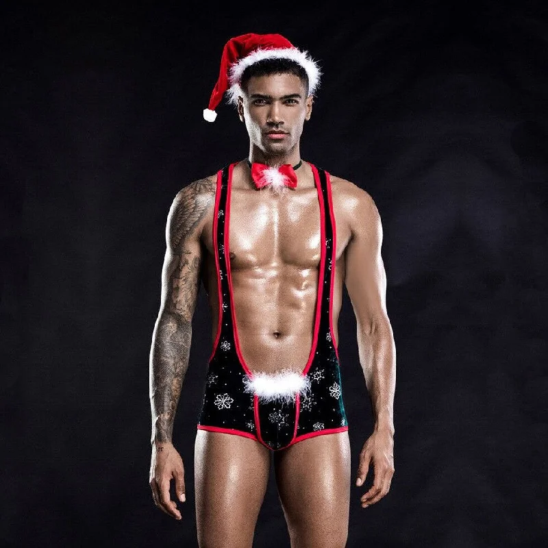 Sexy Gay Christmas 3-Piece Singlet Set