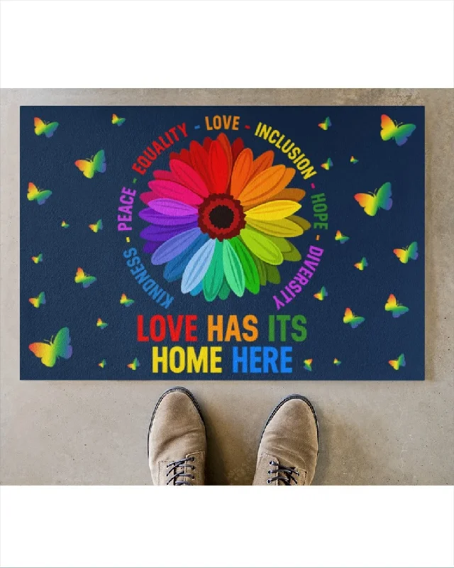 Rainbow Doormat For Gay Pride, Love Has Its Home Here Doormat, Indoor Mat For Lesbian Rainbow Doormat For Gay Pride, Love Has Its Home Here Doormat, Indoor Mat For Lesbian
