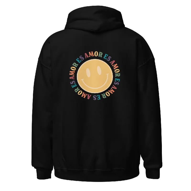 Best hoodies for transgender pride month--Amor es Amor Smiley Face Unisex Hoodie