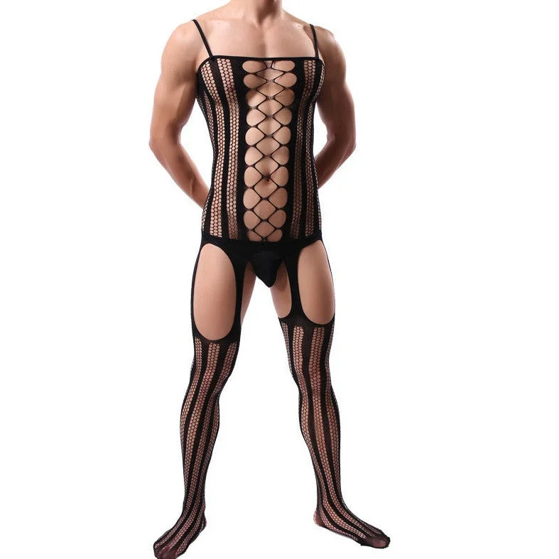 Mens Crotchless Fishnet Bodysuit & Crossdresser